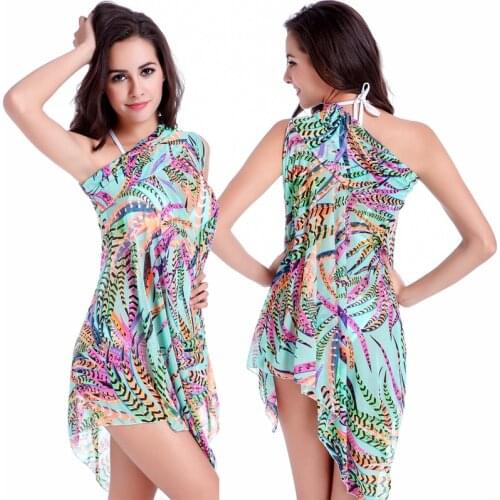 3 Wear Options Multi - wear Cover ups Floral Transparent Stretch Mesh Convertible infinite Summer Beach Dress 2016