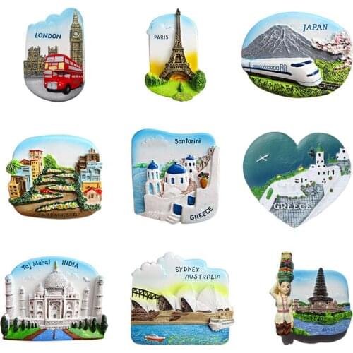 3D Fridge Magnet Refrigerator Magnetic Stickers Worldwide Tower London Japan Greece Sydney Bali World Travel Souvenir