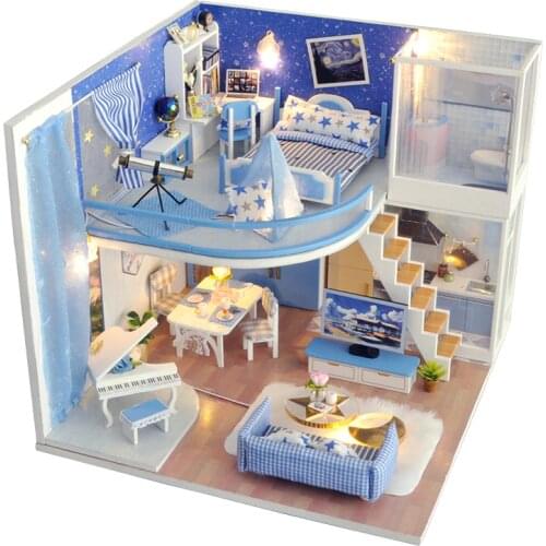Doll House Furniture Diy Dollhouse Miniature Puzzle Assemble 3d Wooden Miniatures Dollhouse Educational Toys For Children Gift