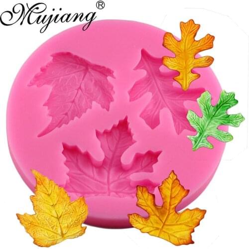 Mujiang Maple Leaves Cake Silicone Molds Fondant Cake Decorating Tools Candy Chocolate Gumpaste Moulds Soap Candle Clay Mold