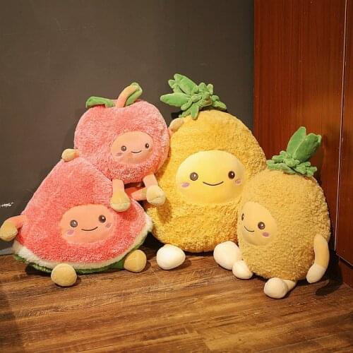 Apple Pineapple Smile Face Cherry Watermelon Plush toy Pom Body Stuffed Fruit Doll Cute Toy christmas gift hot soft Pillow
