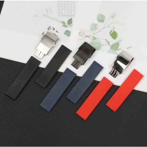 Watchband Silicone Rubber Bracelet For 20mm 22mm 24mm navitimer/avenger/Breitling strap top buckle