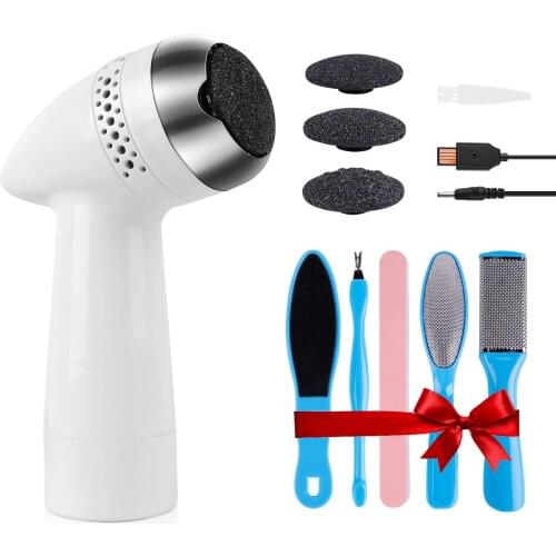 Electric Foot Callus Removers, Electric Foot File with 3 Grinding Head & 5 Pedicure Tools Set for Cracked Heels and Dead Skin
