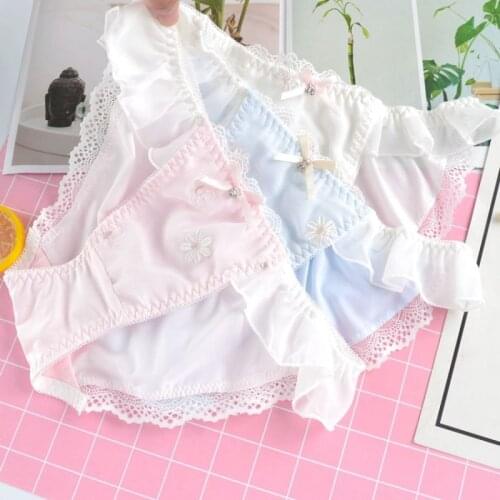 Japanese Loli Thong Underwear Women Panties Transparent Lace Sexy Lingerie Cute Embroidery Thongs Brief Fairy Kawaii Panti Girl