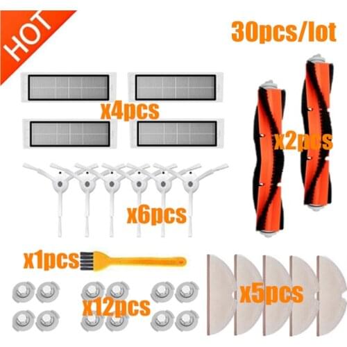 For Xiaomi Roborock S50 S51 S55 S5 S6 Vacuum Cleaner Parts side brush+HEPA filter+main brush+Mop Cloths Roborock accessories
