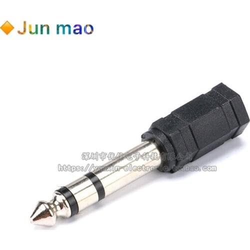 2PCS 6.35 dual channel plug to 3.5 female microphone adapter