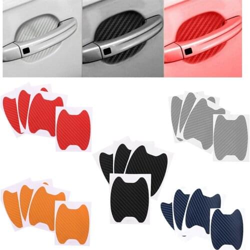 4PCs Clear Door Cup Handle Paint Scratch Protection Guard Film Carbon Fiber Easy to install 97x85mm