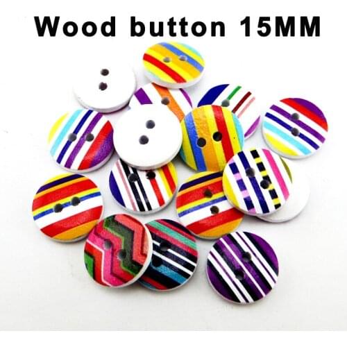 50PCS 15MM Painting Wooden Color Line Stripe Buttons Fits Coat Boots Sewing Clothes Accessories MCB-1036