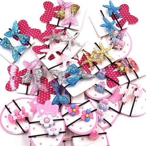 50Pcs Lovely Princess Mermaid Flower Headwear Girls Children Hair Ropes Hair Accessories Kids Elastic Hair Bands hair bow