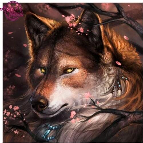 Full Square drill 5D DIY Diamond Embroidery Cherry wolf Diamond Painting Cross Stitch Rhinestone Mosaic decor gift