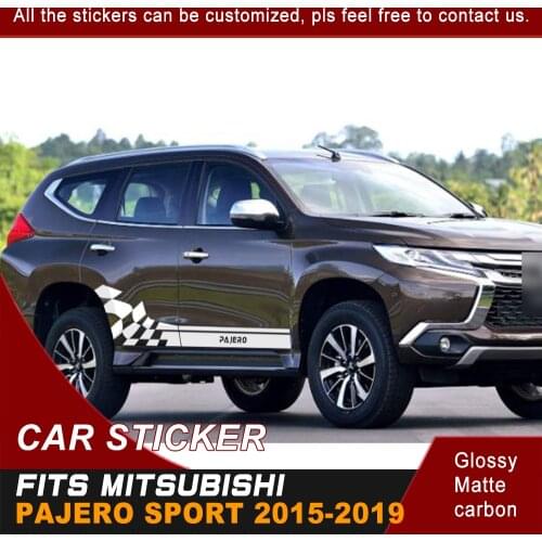 Car Decals Side Door Stripe Racing Flag Graphic Vinyl Cool Car Sticker Fit For MITSUBISHI PAJERO Sport 2015 2016 2017 2018 2019