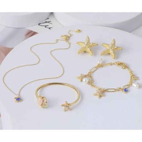 CSxjd New High quality luxury Crab Starfish Crystal Freshwater Pearl Earrings Necklace Bracelet
