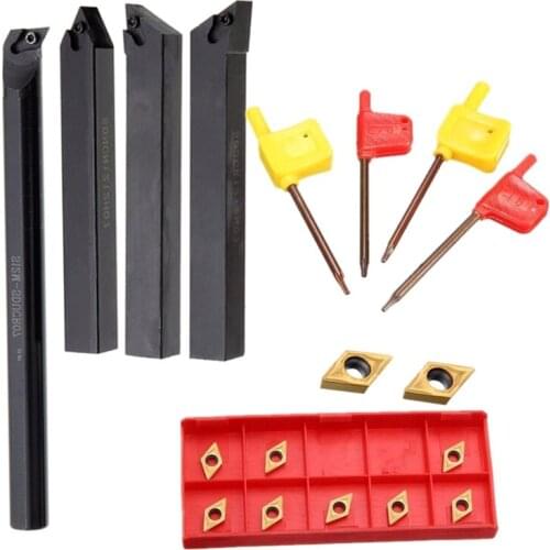 Lathe Turning Tool Holder with Carbide Insert Blades Boring Bar Cutter Metal Rod Wrench Milling Cutter Kit