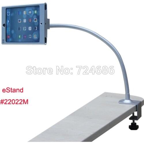 For mini iPad table clamp stand with flexible gooseneck arm support lockable desk mount lock metal casing anti-theft enclosure