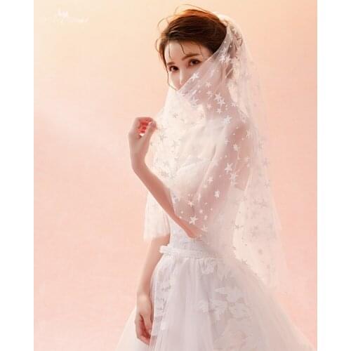 LZP377 Ivory Wedding Veil 1.5 Meters Star Two Layer Tulle Bridal Veil Blusher Veil Veu De Noiva