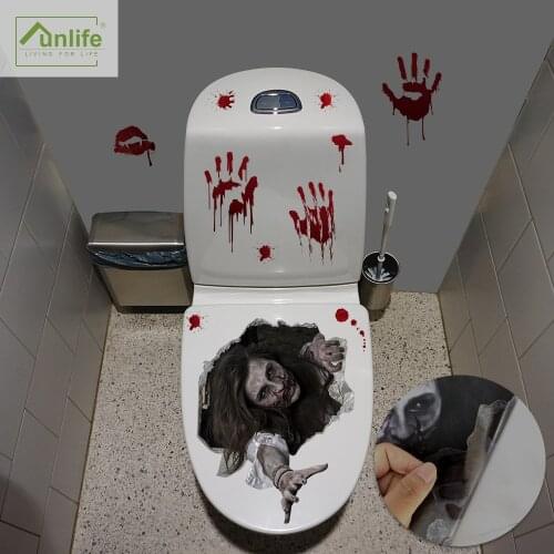 Funlife® Ghost with Grudge Toilet Seat Stickers Party Decor DIY Toilet Stickers Self-Adhesive Bathroom Waterproof Wall Stickers