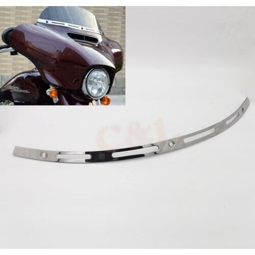 Chrome 4 Slot Batwing Fairing Windshield Trim For Harley Touring Ultra CVO 2014-2016
