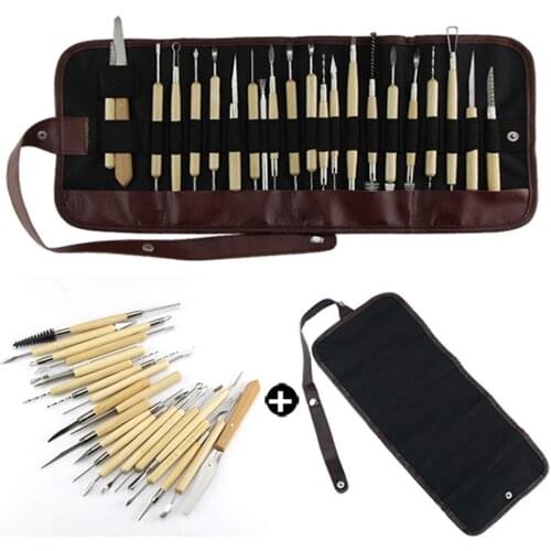 22/30pcs Tools For Ceramics Clay Sculpture Tools Polymer Tool Craft Sculpting Pottery Modeling Carved Smoothing Wax Kit With Bag