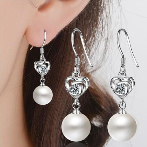 KOFSAC New Fashion 925 Sterling Silver Earrings For Women Wedding Exquisite Zircon Heart Eardrop Earring Ear Hook jewelry Gifts