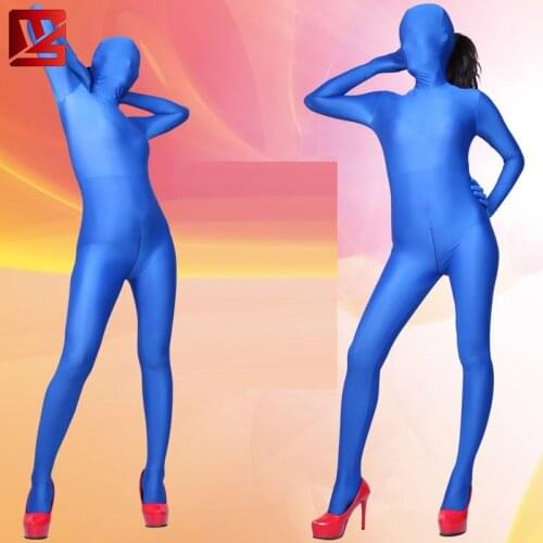 MEISE Bodysuit Cosplay Lycra Shiny Full Body Bodysuit Candy Color Stockings Sexy Pantyhose Open Crotch Plus Size Erotic Lingerie
