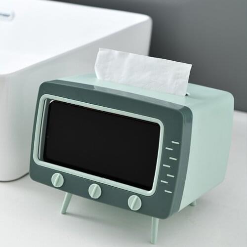Creative New Design Tissue Box Home Living Room Desktop Paper Dispenser Storage Napkin Case Organizer with Mobile Phone Holder