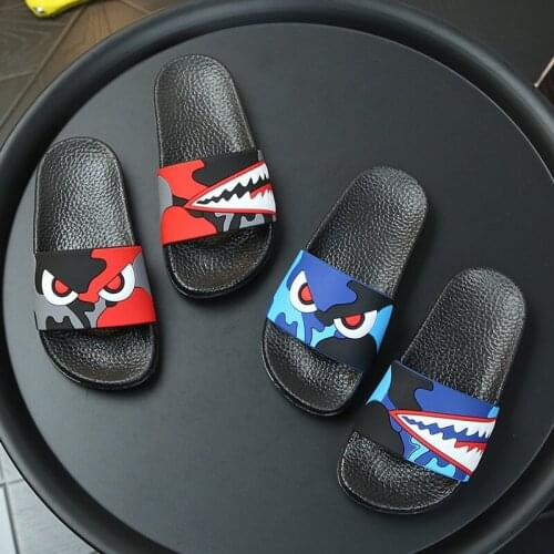 Wholesale Summer Kids Slippers for Boys Girls Cartoon Camouflage Shark Indoor Outdoor Beach Children Slides Shoes Flip Flops