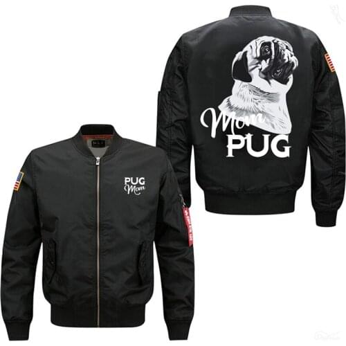 The Cute Milky White Mom PUG Mens Bomber Flight Jacket