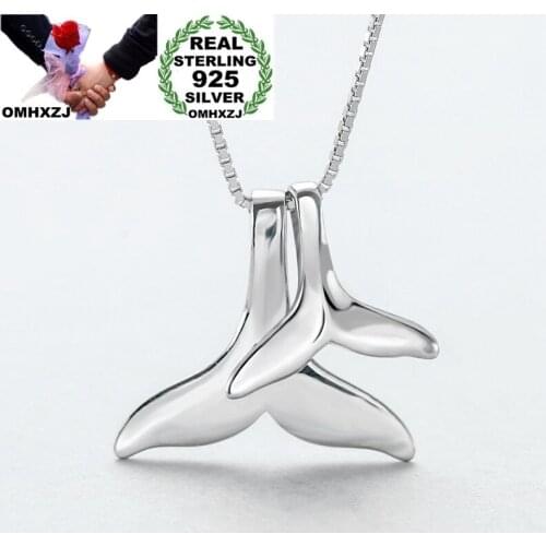 OMHXZJ Wholesale European Fashion Woman Party Birthday Wedding Gift Mermaid Tail S925 Sterling Silver Pendant Necklace NA272