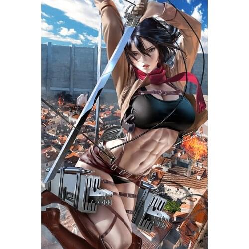 Print Canvas Attacking Giant Mikasa Sexy Girl Art Poster 40x60 50x70 60x90 Custom Painting Living Room Bedroom Hanging Picture