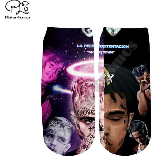 PLstar Cosmos Tupac 2puc XXXTentacion Eminem 90s rapper HipHop 3DPrint Women/men/boy/girl Summer Autumn Short Ankle Socks A-9