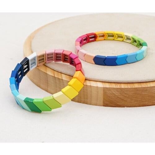 Rainbow Bracelet Enamel Alloy Handmade Jewelry Neutral Fashion Bracelet Couple Bracelet Lovers' Accessories
