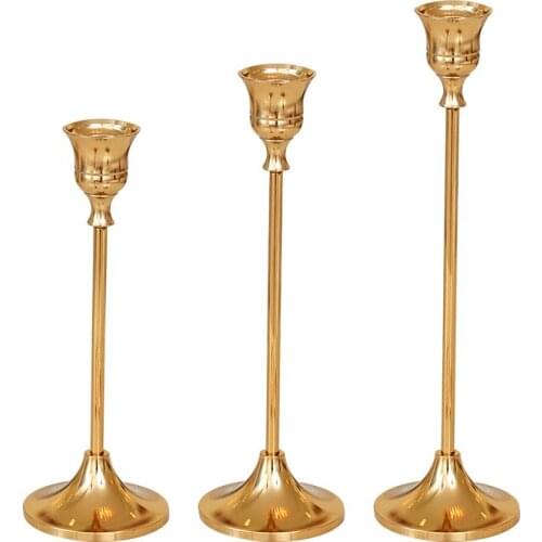 Retro Brass Candle Holders Wedding Party kitchen Bar Metal Candlestick Home Decor Christmas Tabletop candle decorations Iron