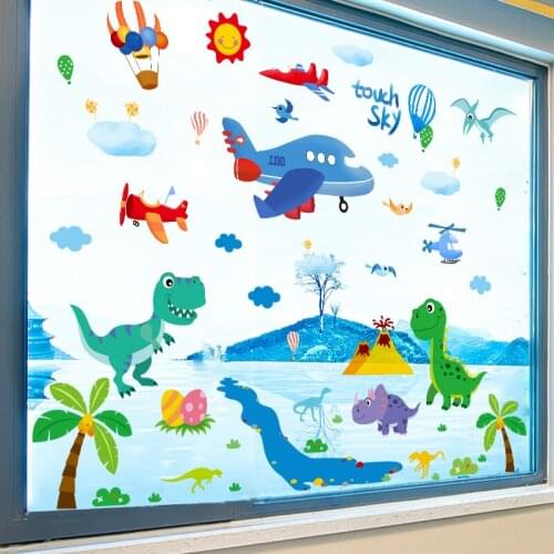 [SHIJUEHEZI] Dinosaur Animals Wall Stickers DIY Aircraft Balloons Mural Decals for Kids Room Baby Bedroom Nursery Decoration