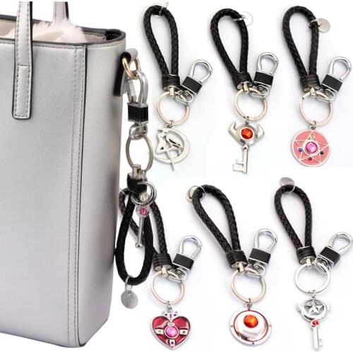 Cute Sailor Moon Figure Toys Anime Sailormoon Cosplay Keychain Heart Moon Bow Key Chains Pendant Keyring Car Accessory Gift