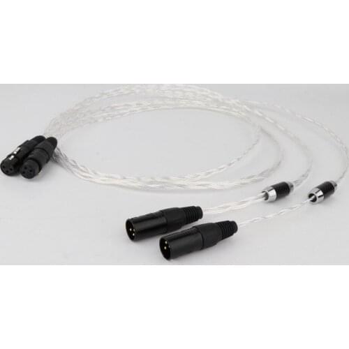 Pair Hifi 7N OCC Silver-Plated XLR Cable Flat 10MM Audio XLR Male to Female Extension Cable With Top Grade Carbon Fiber XLR Plug