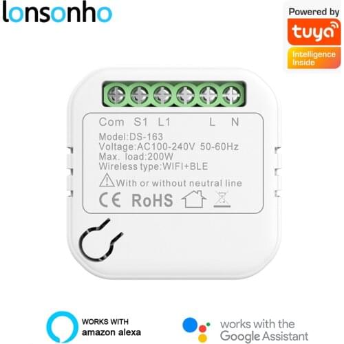 Lonsonho WiFi Smart Switch Module Relay Tuya Smart Life With or Without Neutral Wire Alexa Google Home Compatible