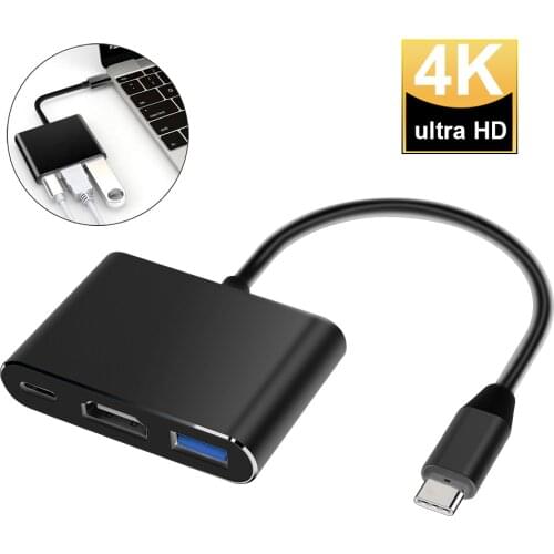 USB Type C Hub HDMI-Compatible Adapter 3 in 1 Cable Converter for Macbook pro Samsung USBC To HD/USB 3.0/Type-C Aluminum 4K Hub