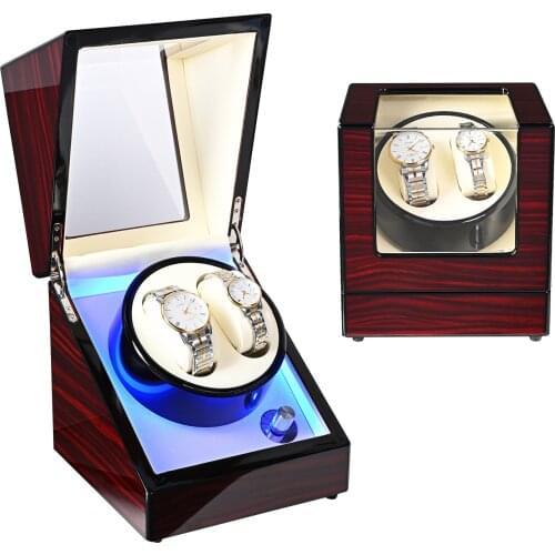 2+0 Adjustable Speed with LED Automatic Watch Winder Rotator Holder Display Motor Shaker Box Mover Winding Remontoir Watchwinder