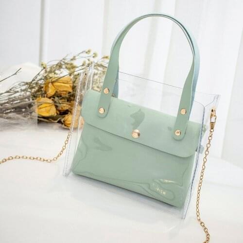 Lady 's Small Hand-held Zero Wallet One-shoulder Stiletto Mobile Phone Bag Transparent 2020 Summer New Shoulder Bags Handbag PVC