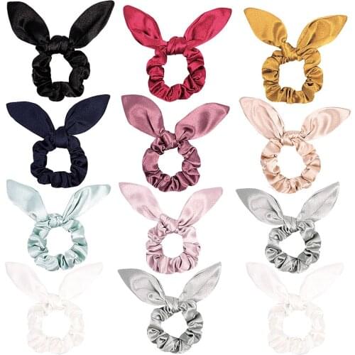 Candy Color Women Vintage Solid Bow Scrunchie For Girls Ponytail Holder Elastic Hair Bands ties Rubber Headwear Hair Accessories
