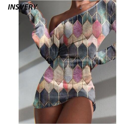 Spring Autumn Mini Dress Women Sexy Backless Party Dress Boho Long Sleeve Diagonal Collar Vintage Print Dresses For Women 2021