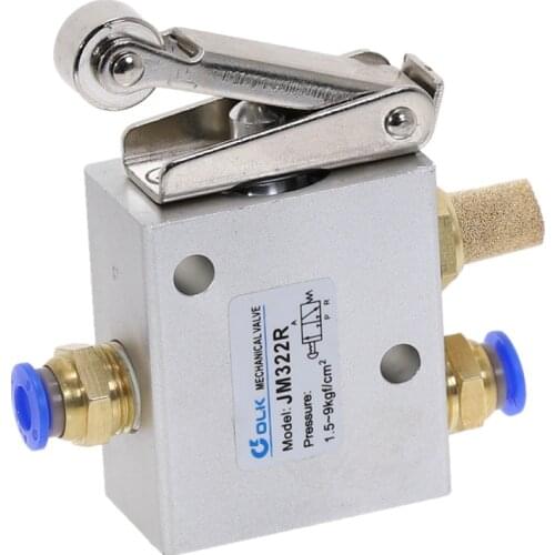 1PCS Pneumatic valve switch JM322R 2 Position 3 Way Female Thread 1/4" 12mm Roller Lever Air Mechanical Valve