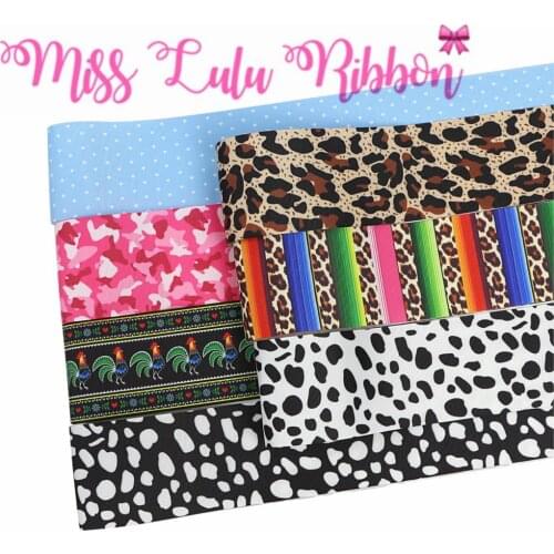 16mm-75mm Leopard Series Zebra Mexico Stripes Printed Grosgrain/Foe Ribbon Spot DIY Hair Bowknots Party Decor 50yards/roll