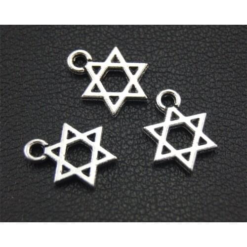 20pcs Silver Color Metal Star Of David Hexagram Charm Handmade Charms Pendants Jewelry Findings A1746