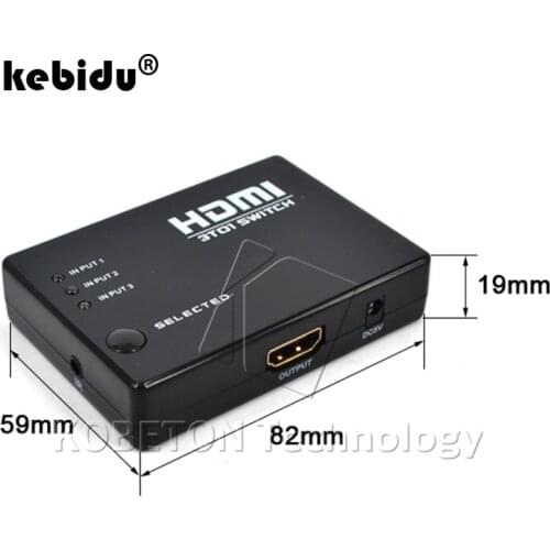 3 Ports Video HDMI-compatible Switcher Splitter Box Hub for PS4 Xbox HDTV DVD Monitors + IR Remote Controller IR Receiver Cable