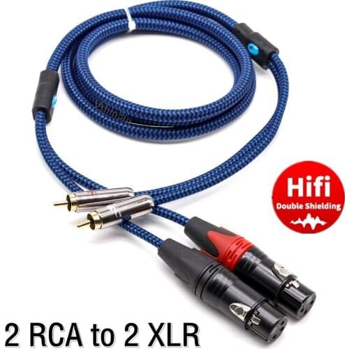 Dual 3Pin XLR Female to 2 RCA Male Jack Audio Cable for Mixer Console Amplifiers Speaker Home Theater System Shielded Cords