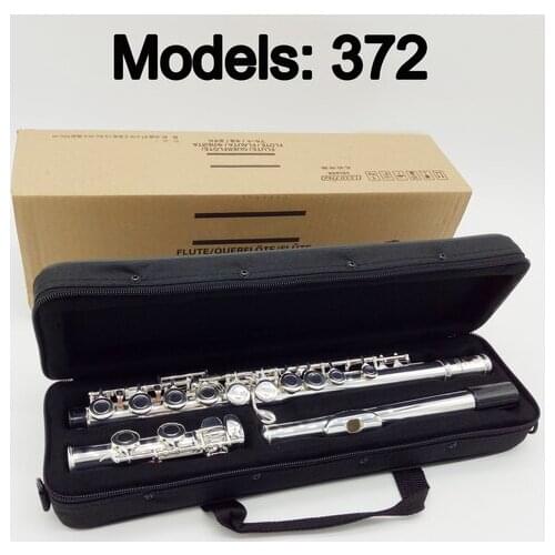 Free Shipping Flute 372 Silver Plated Professional Flute Instrument Intermediate Student Flutes C Leg 16 Holes Closed E Key
