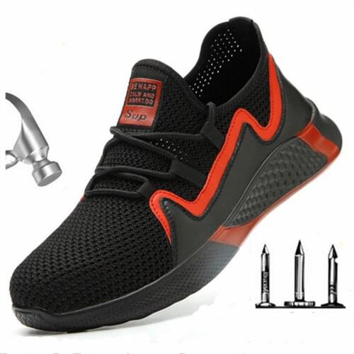 Summer Work Shoes Protective Protection Boots Mens Safety Shoes Steel Toe Cap Breathable Light Non-slip Mens Shoes