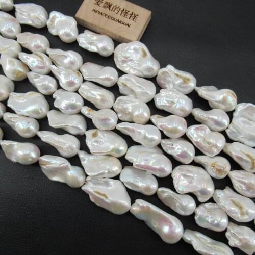 APDGG Genuine Big Natural 15x28-17x30mm white baroque pearl strands loose beads 17'' Strands women lady jewelry DIY