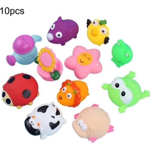 Bath Toy Set Baby Water Rubber Float Animals Sound Extrusion Toys